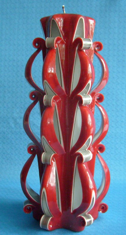 Schnitzkerze Barock rotbraun 30 cm Schnitzkerze Barock rotbraun 30 cm