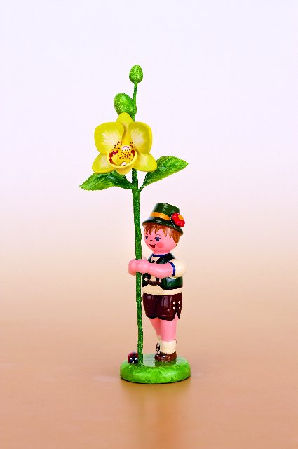 Blumenjunge mit Orchidee