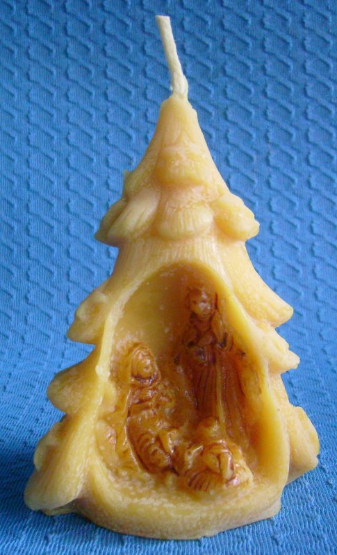 Bienenwachskerze Weihnachtsbaum mit Krippe - vorrätig 2 Stück