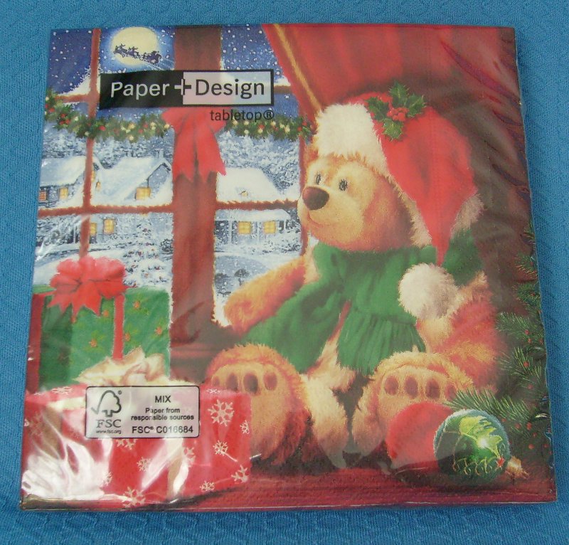 Serviette Teddys Weihnacht